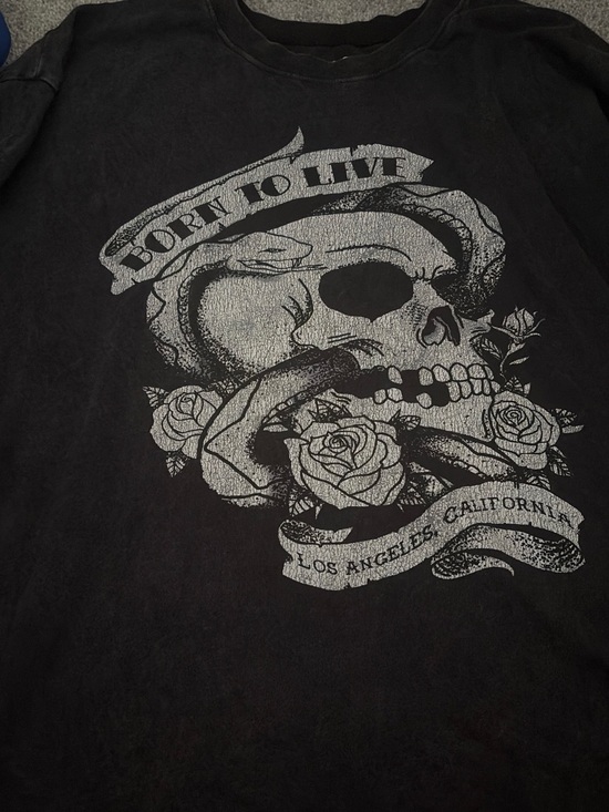 Hollister Other - Hollister Black Tee with Silver Skull & Rose Graphic